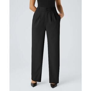 NWT Halara Flex High Waisted Zipper Staight Leg work Pants Black XLT